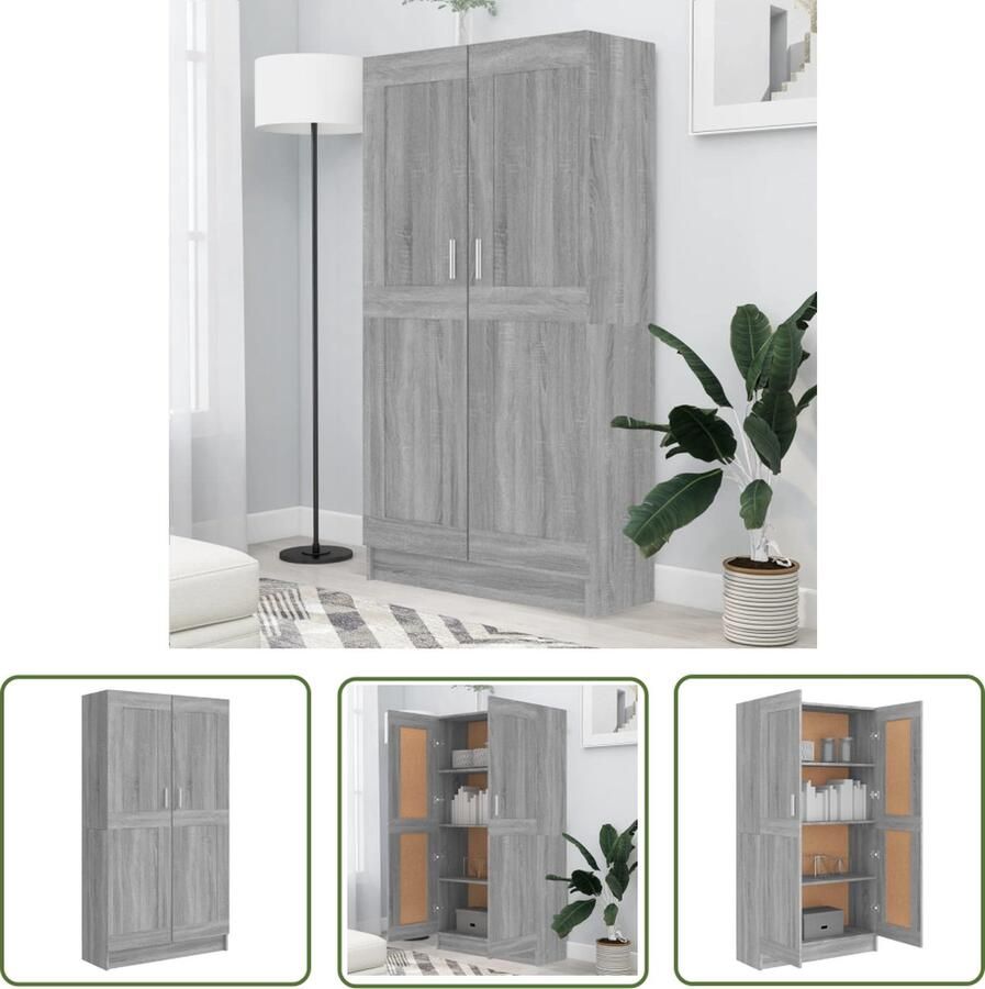 The Living Store Boekenkast 82 5x30 5x150 cm bewerkt hout grijs sonoma eiken Boekenkast Houten Boekenkast Grijze Boekenkast Sonoma Eiken Boekenkast Opbergkast - Foto 2