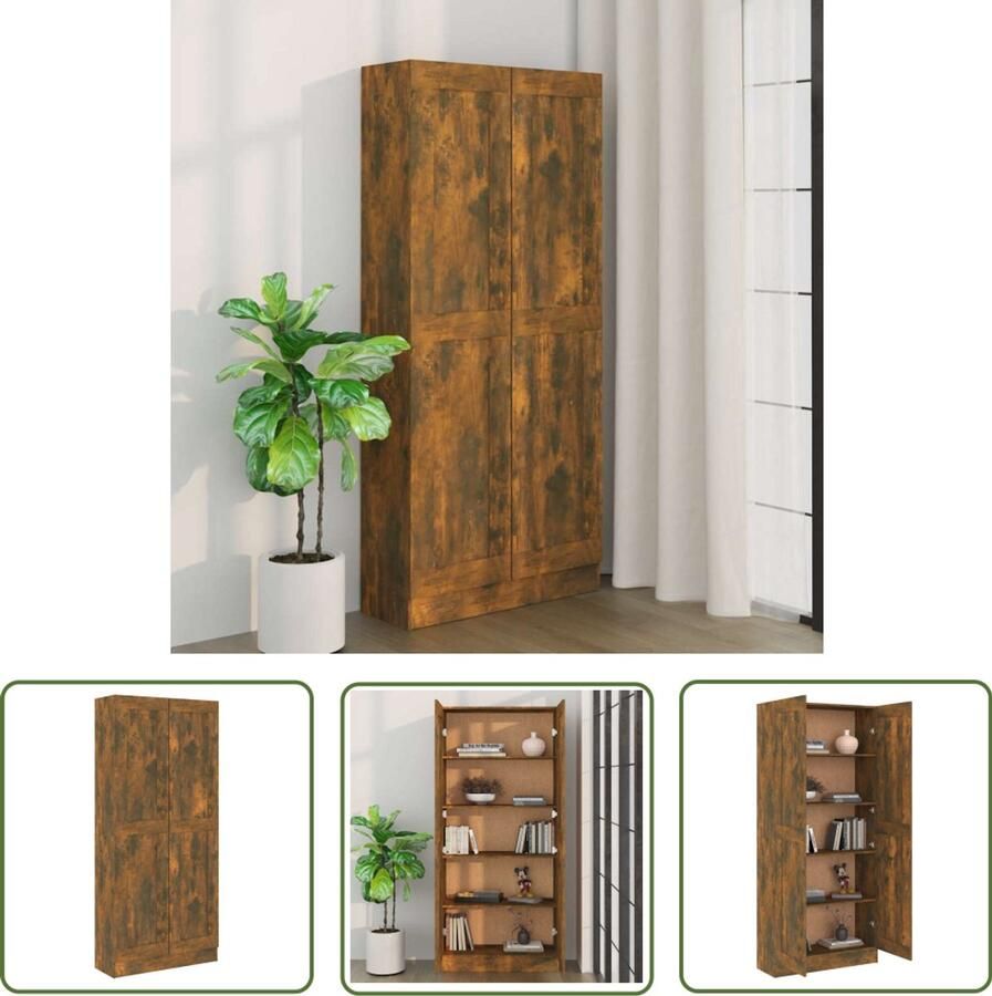 The Living Store Boekenkast Klassiek Meubelen 82.5x30.5x185.5 cm Ken- Gerookt eiken Boekenkast Houten Boekenkast Klassiek Boekenrek Vintage Boekenkast Opbergkast - Foto 2