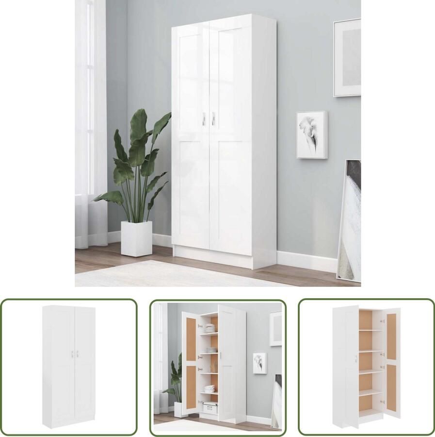 The Living Store Boekenkast 82 5x30 5x185 5 cm bewerkt hout wit Boekenkast Houten Boekenkast Wit Boekenkast Bibliotheek Opslagmeubel - Foto 2