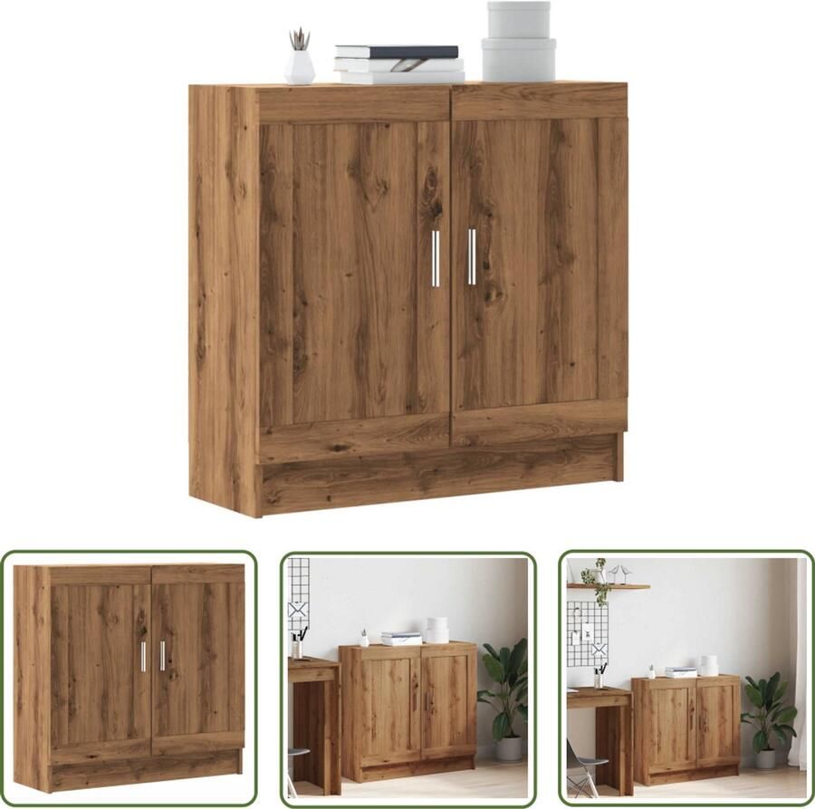 The Living Store Boekenkast 82 5x30 5x80 cm bewerkt hout artisanaal eikenkleurig Boekenkast Houten Boekenkast Bibliotheekkast Opslagkast Vintage Boekenkast - Foto 2