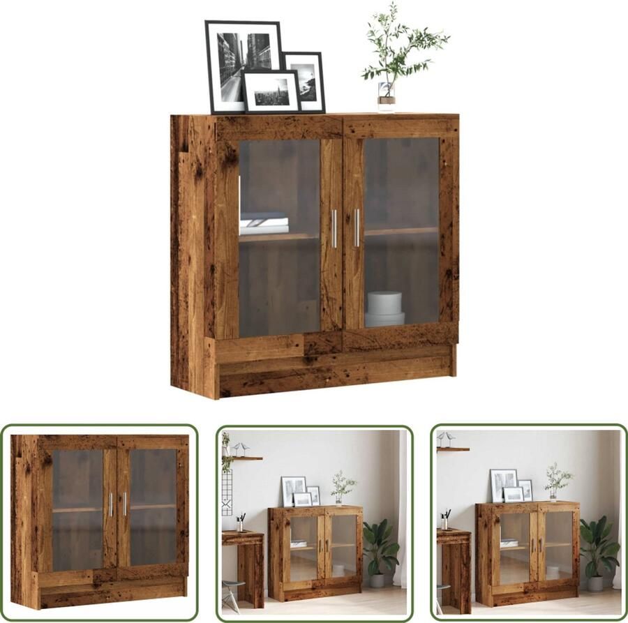 The Living Store Boekenkast 82 5x30 5x80 cm bewerkt hout oud houtkleurig Boekenkast Houten Boekenkast Vintage Boekenkast Bibliotheekkast Opslagkast - Foto 2