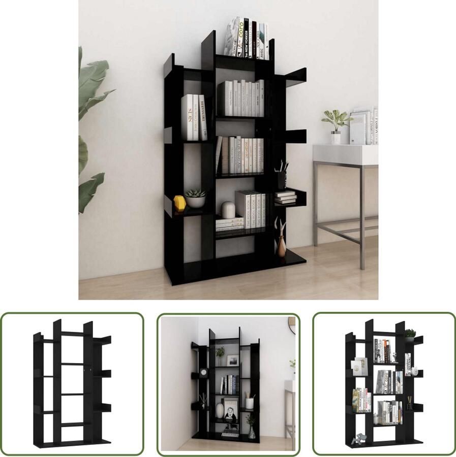 The Living Store Boekenkast Zwart 86 x 25.5 x 140 cm Stevig en compact Boekenkast Houten Boekenkast Zwarte Boekenkast Compacte Boekenkast Boekenplank - Foto 2