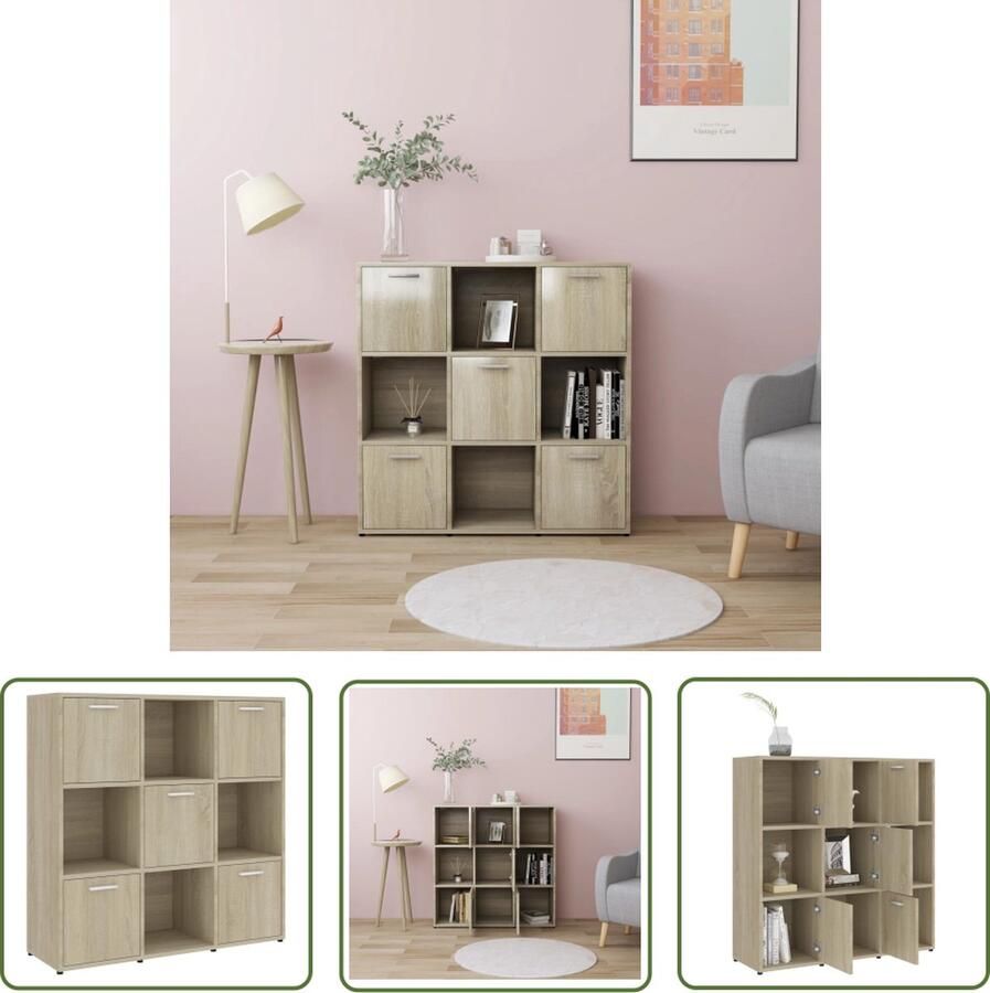 The Living Store Boekenkast 90x30x90 cm bewerkt hout sonoma eikenkleurig Boekenkast Houten Boekenkast Boekenplank Salontafel Opslagruimte - Foto 2