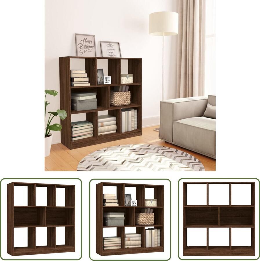 The Living Store Boekenkast Bruineiken 97.5 x 29.5 x 100 cm Stijlvol en praktisch Boekenkast Houten Boekenkast Bruine Boekenkast Vintage Boekenkast Bibliotheekmeubel - Foto 2