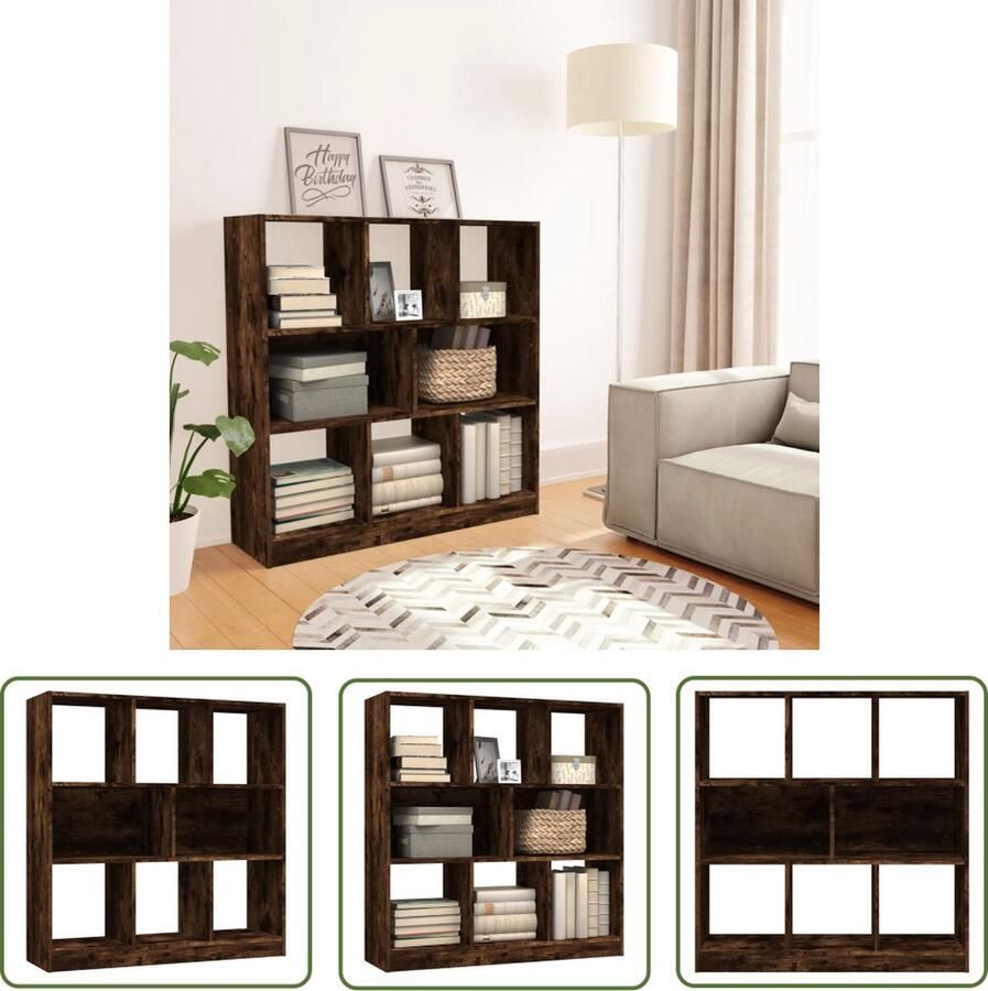 The Living Store Boekenkast Gerookt Eiken 97.5 x 29.5 x 100 cm Sterk en Vochtbestendig Boekenkast Houten Boekenkast Boekenplank Opslagruimte Livingroom Furniture - Foto 2