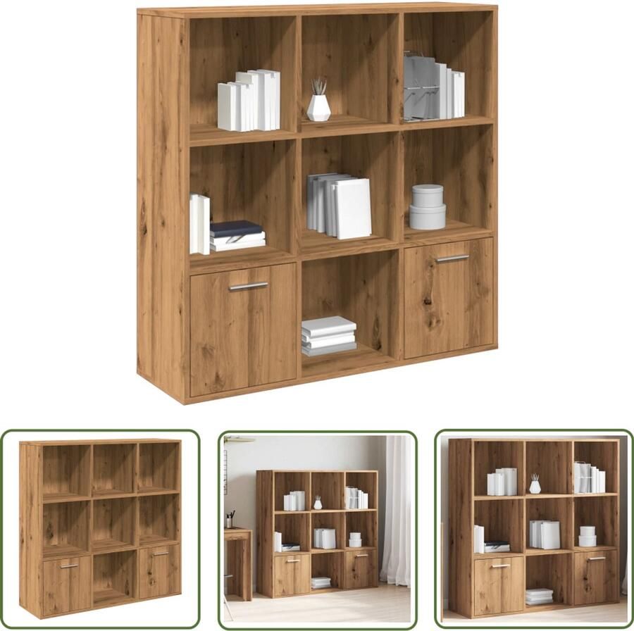 VidaXL Boekenkast 98x29x97 5 cm bewerkt hout artisanaal eikenkleur Boekenkast Houten Boekenkast Eiken Kleur Boekenkast Opslagkast Bibliotheekkast