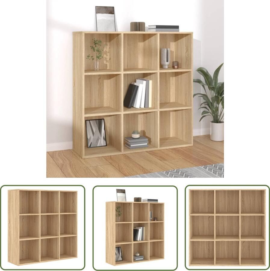 The Living Store Boekenkast 98x29x97 5 cm bewerkt hout sonoma eikenkleurig Boekenkast Houten Boekenkast Boekenplank Salontafel Woonkamermeubel - Foto 2