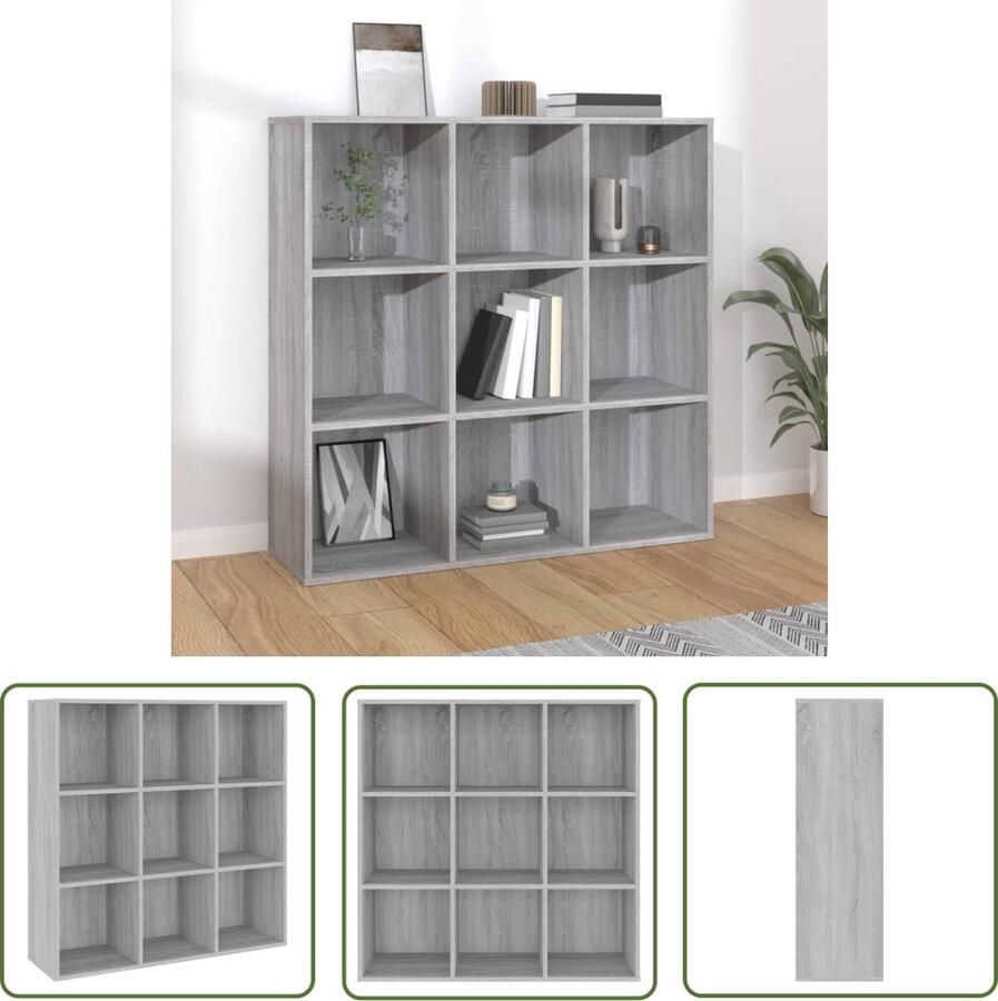 The Living Store Boekenkast Trendy Meubelen 98x30x98 cm Kleur- Grijs Sonoma Eiken Boekenkast Houten Boekenkast Grijze Boekenkast Moderne Boekenkast Vintage Boekenkast - Foto 2