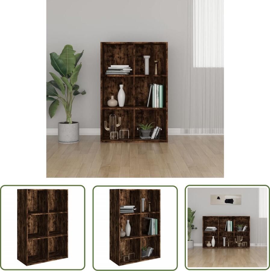 The Living Store Boekenkast Gerookt Eiken 66 x 30 x 98 cm Voldoende opbergruimte Boekenkast Houten Boekenkast Bruine Boekenkast Vintage Boekenkast Eiken Boekenkast - Foto 2