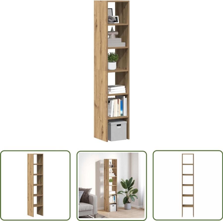 The Living Store Boekenkasten 2 st 30x30x80 cm bewerkt hout artisanaal eiken Boekenkasten Houten Boekenkast Opbergkast Bibliotheekkast Living Room Furniture