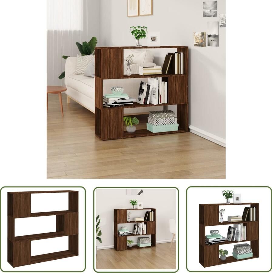 The Living Store Boekenkast Bruineiken 100 x 24 x 94 cm Duurzaam Voldoende opbergruimte Boekenkast Houten Boekenkast Bruine Boekenkast Vintage Boekenkast Woonaccessoires