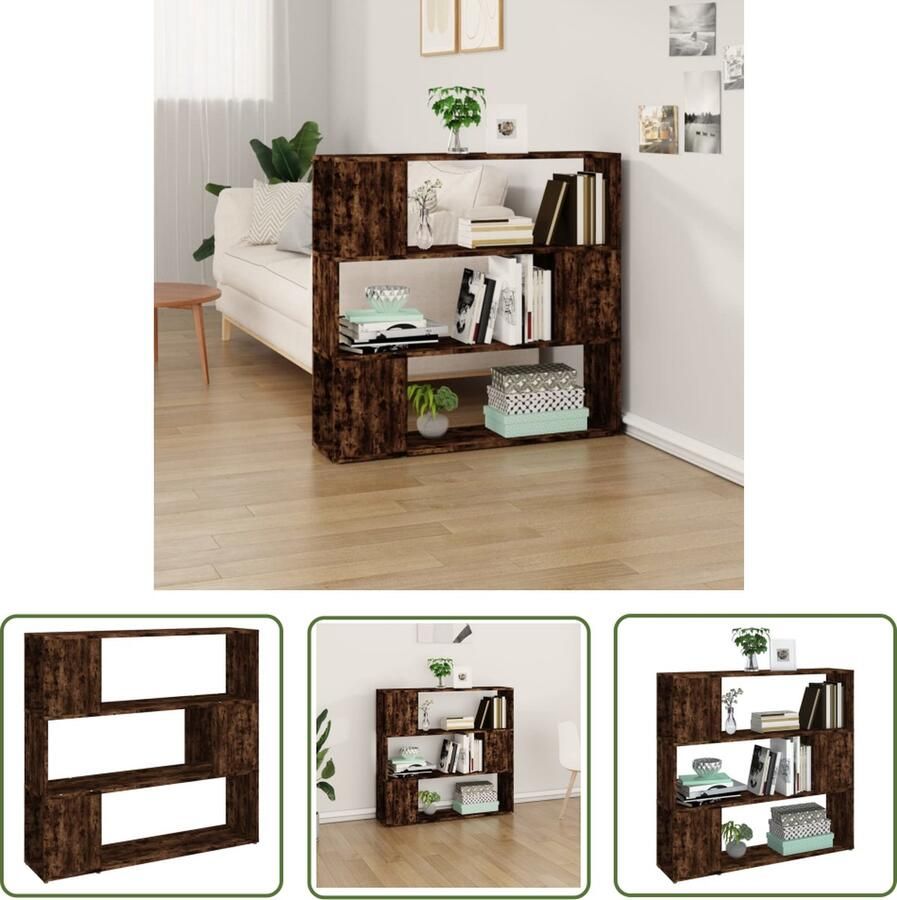 The Living Store Boekenkast Gerookt Eiken 100 x 24 x 94 cm Duurzaam Hout 3 Ruime Vakken Kamerscherm Boekenkast Houten Boekenkast Vintage Boekenkast Rustieke Boekenkast Tv Stand