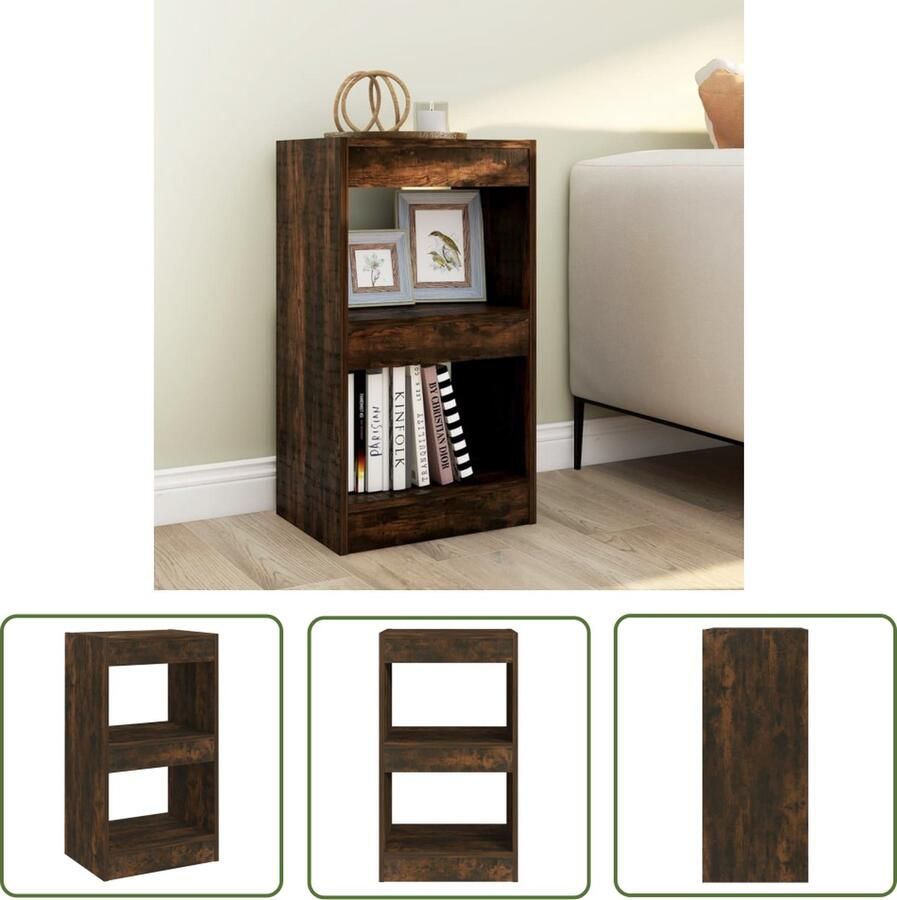The Living Store Boekenkast Gerookt Eiken 40 x 30 x 72 cm Montage vereist Boekenkast Houten Boekenkast Bruine Boekenkast Vintage Boekenkast Boekenplank - Foto 2