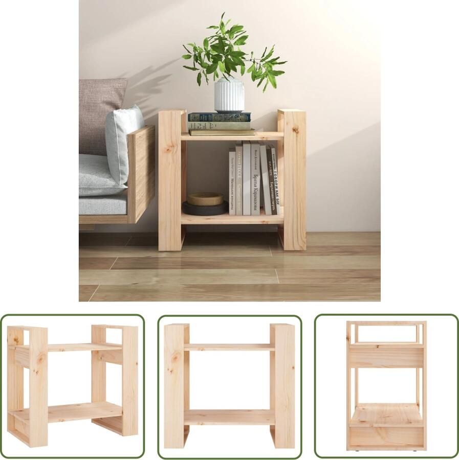 The Living Store Boekenkast Houten boekenkast 60 x 35 x 57 cm Massief grenenhout Boekenkast Houten Boekenkast Grenenhouten Boekenkast Boekenplank Kast - Foto 2