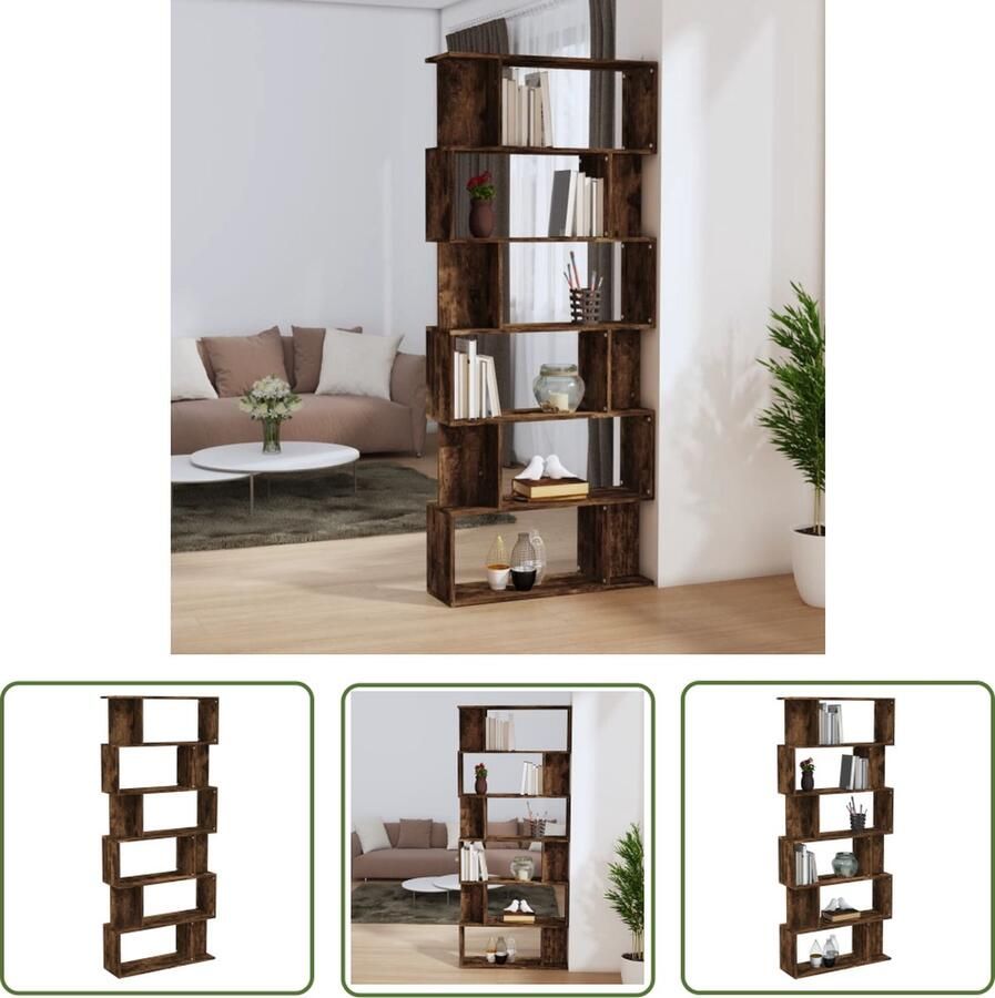 The Living Store Boekenkast Gerookt Eiken 80x24x192 cm Duurzaam en veelzijdig meubel met voldoende opbergruimte Wandmontage vereist Boekenkast Houten Boekenkast Bruine Boekenkast Vintage Boekenkast Boekenplank - Foto 2