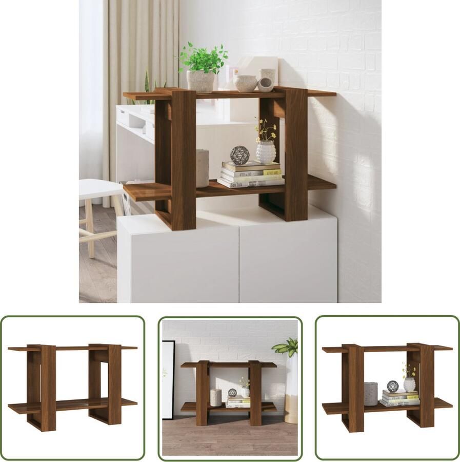 The Living Store Boekenkast Bruineiken Bewerkt Hout 80x30x51 cm Strak Ontwerp Boekenkast Houten Boekenkast Bruine Boekenkast Eiken Boekenkast Kamermeubel - Foto 2
