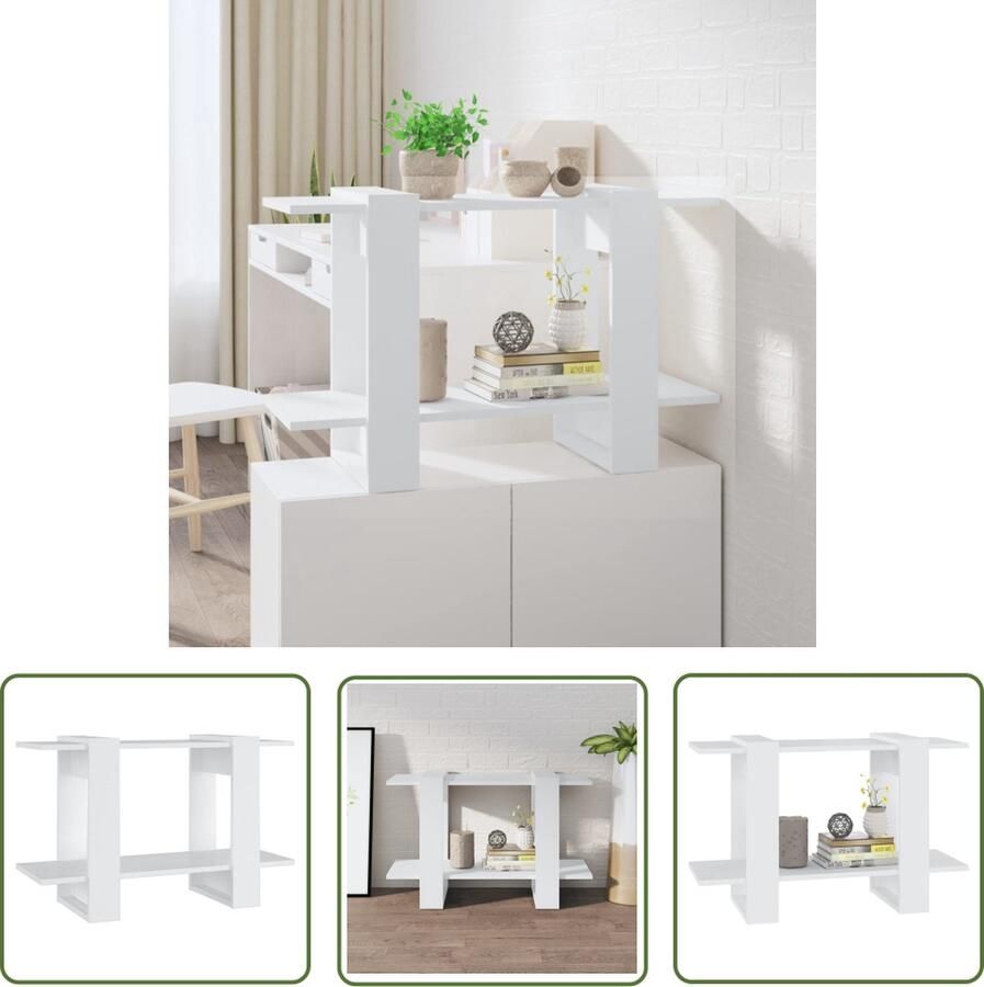 The Living Store Boekenkast 80 x 30 x 51 cm Wit bewerkt hout Boekenkast Houten Boekenkast Witte Boekenkast Kamerdivider Opslagmeubel - Foto 2