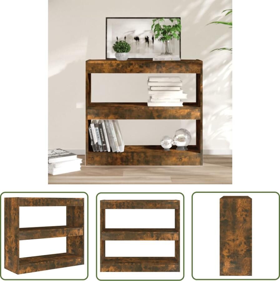 The Living Store Boekenkast Gerookt Eiken 80 x 30 x 72 cm Veelzijdig meubel Boekenkast Houten Boekenkast Bruine Boekenkast Vintage Boekenkast Tv Stand - Foto 2