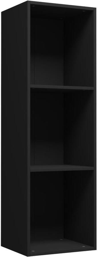 The Living Store Boekenkast tv-meubel 36x30x114 cm bewerkt hout zwart Boekenkast Houten Boekenkast Zwarte Boekenkast Tv-stand Media Kast - Foto 3