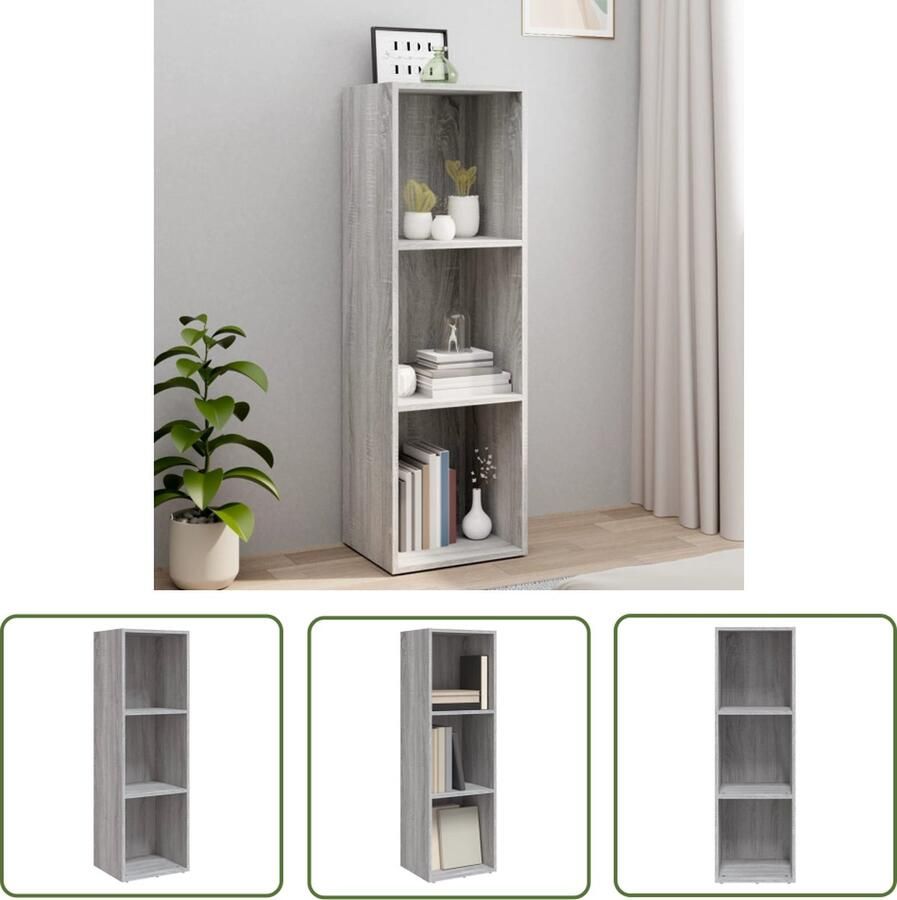 The Living Store Boekenkast tv-meubel 36x30x114 cm hout grijs sonoma eiken Boekenkast Houten Boekenkast Grijze Boekenkast Eikenhouten Boekenkast Boekenplank - Foto 2