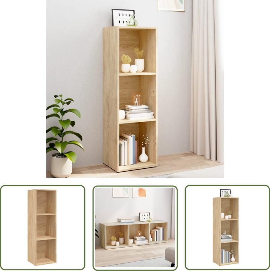 The Living Store Boekenkast tv-meubel 36x30x114cm bewerkt hout sonoma eikenkleur Boekenkast Houten Boekenkast Tv-meubel Salontafel Woonkamer Meubilair - Foto 2