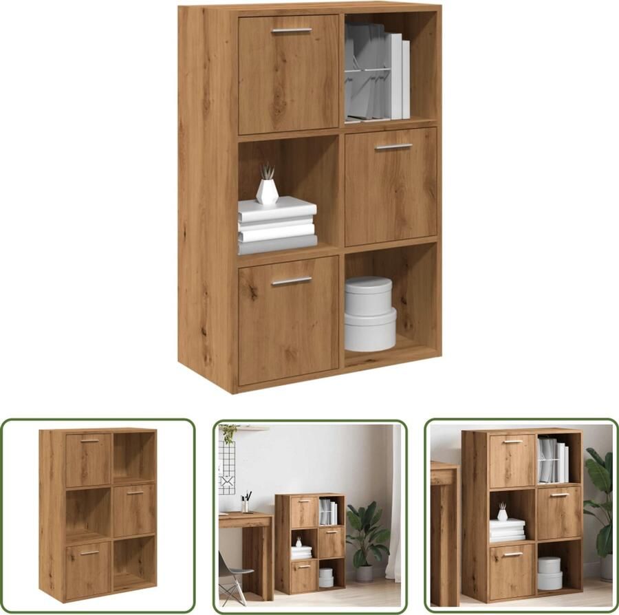 The Living Store Boekenrek 60 5x30x90 cm bewerkt hout artisanaal eikenkleurig Boekenrek Houten Boekenkast Industrieel Design Opbergruimte Bibliotheek Kast