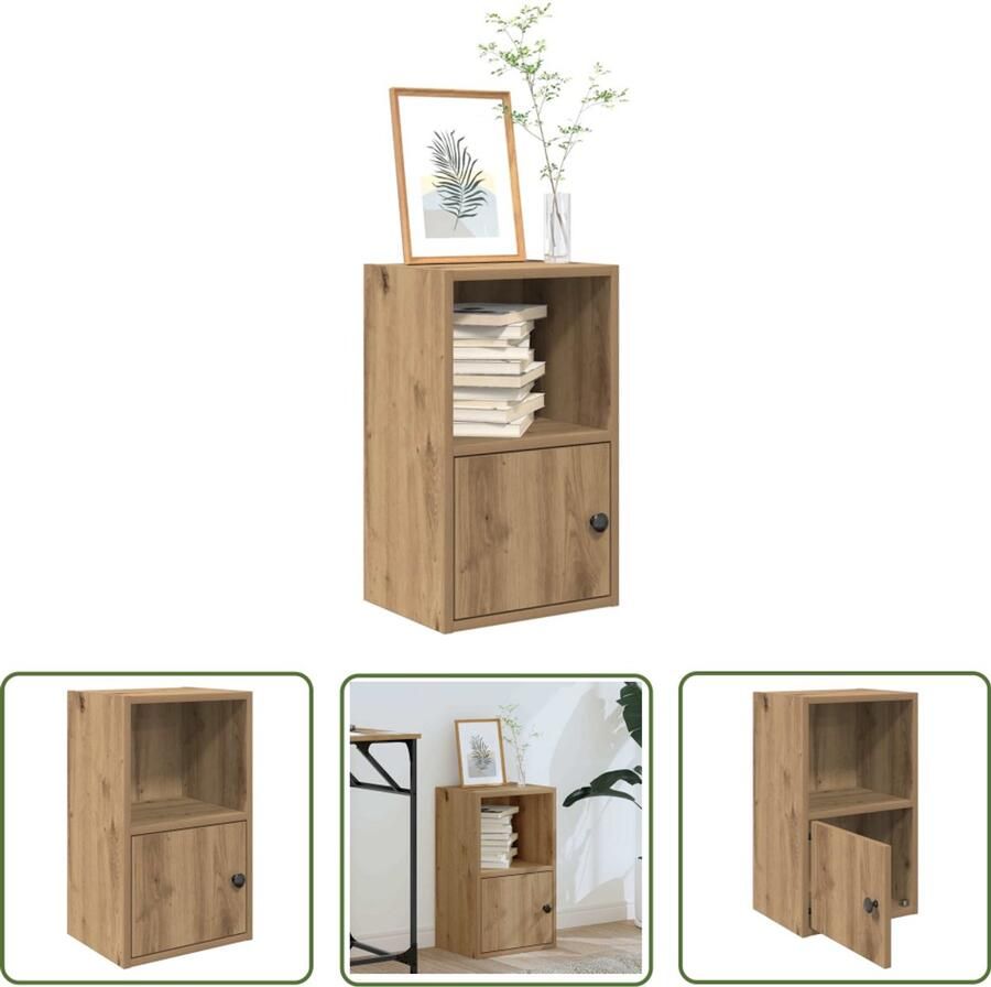 The Living Store Boekenkast 31x24x52 cm bewerkt hout artisanaal eikenkleurig Boekenschrank Houten Boekenkast Eiken Kleur Boekenkast Compact Boekenrek Opbergkast