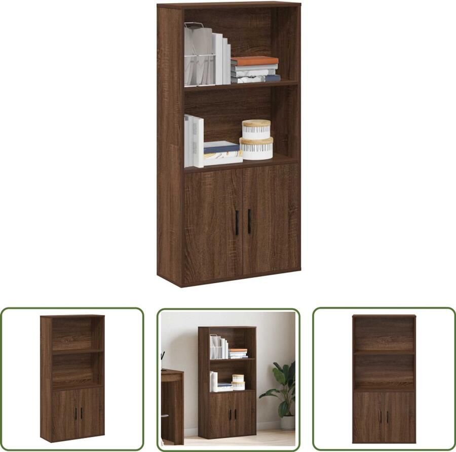 The Living Store Boekenkast 60x24x120 cm bewerkt hout bruin eikenkleurig Boekenschrank Houten Boekenkast Boekenplank Opslagoplossing Bibliotheek