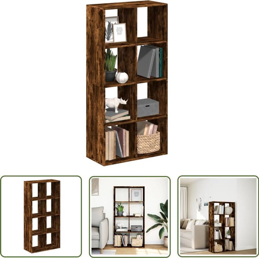 The Living Store Kamerscherm boekenkast 69 5x29x137 5 cm hout gerookt eiken Boekenschrank Houten Boekenkast Opbergsysteem Kamerscheider Interieurbouw