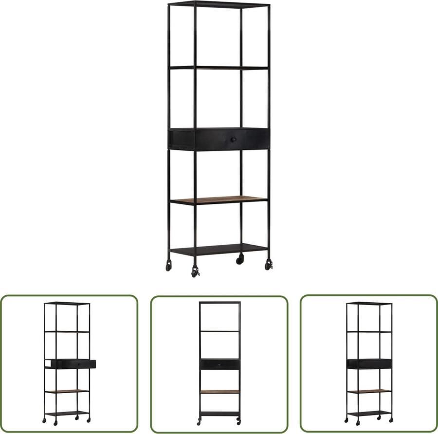 The Living Store Boekenkast IndustriÃle Stijl 60 x 35 x 180 cm Ruw Mangohout Industriele Boekenkast Houten Boekenkast Mangohouten Boekenkast Vintage Boekenkast Bibliotheek Meubilair