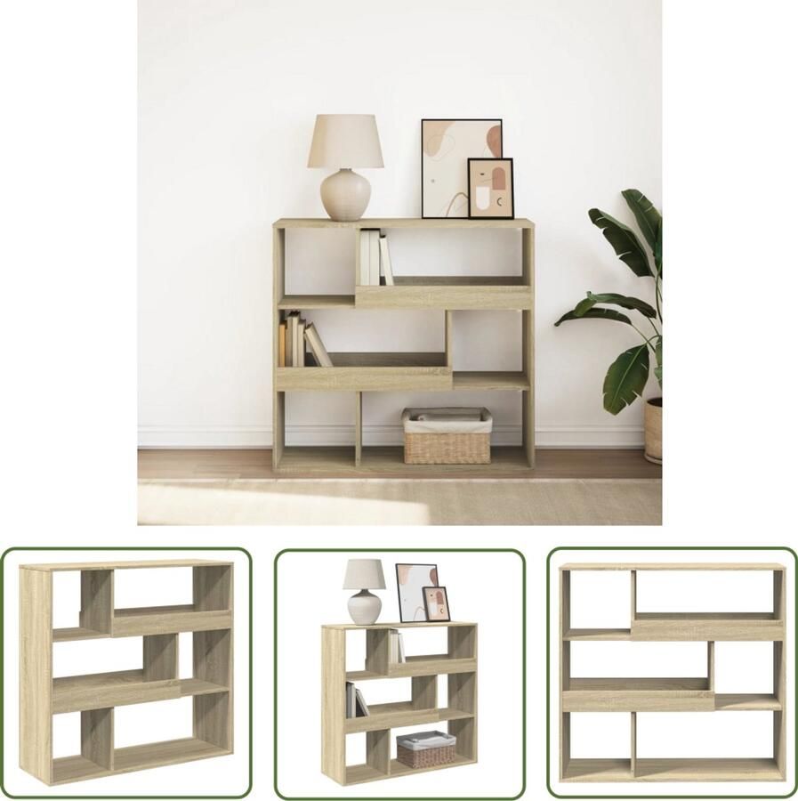 The Living Store Boekenkast kamerscherm 100x33x94 5 cm sonoma eikenkleurig Boekenkast Houten Boekenkast Tv-stand Opslagmogelijkheden Design Boekenkast