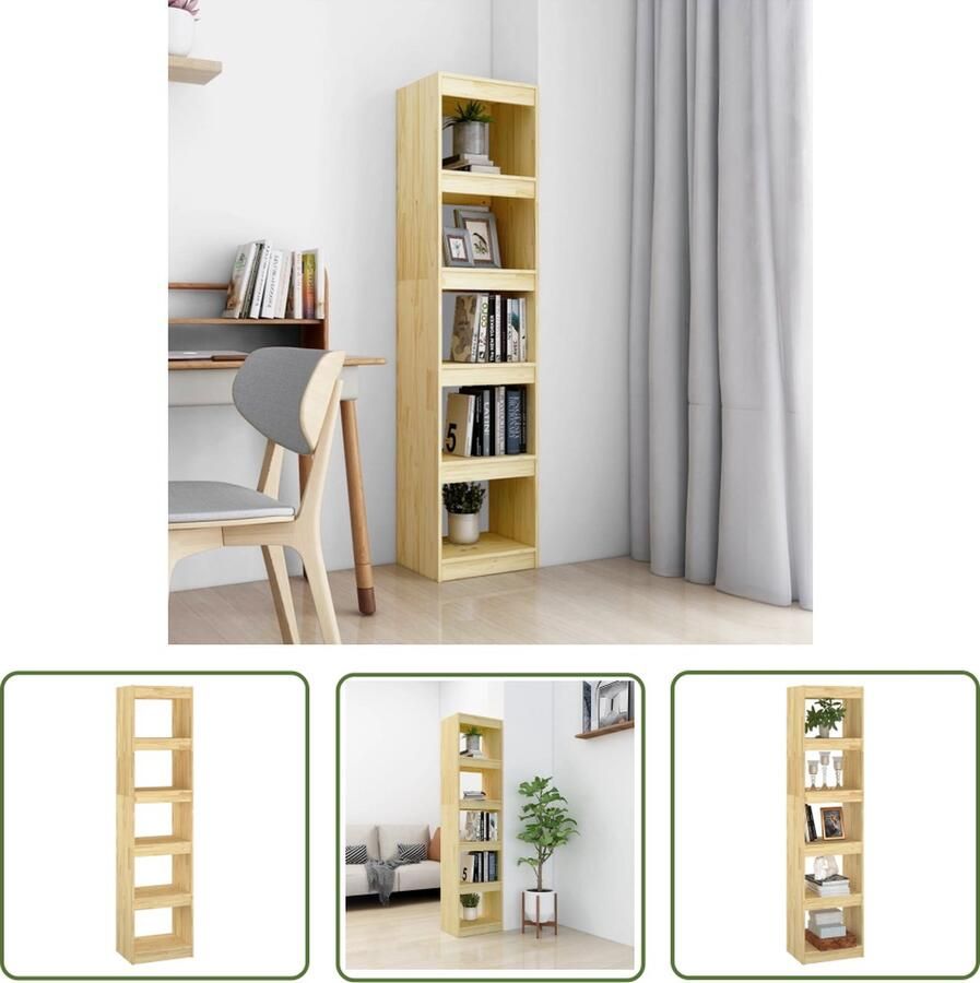 The Living Store Boekenkast Massief Grenenhout-40x30x167.5 cm -Scheidingswand Boekenkast Houten Boekenkast Grenenhouten Boekenkast Bibliotheek Scheidingswand - Foto 2