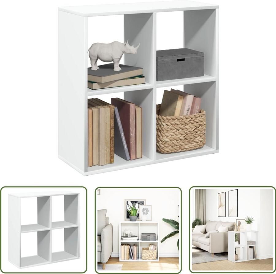 The Living Store Kamerscherm boekenkast 69 5x29x69 5 cm bewerkt hout wit Boekenkast Houten Boekenkast Opbergkast Kamerscheiding Woonaccessoires
