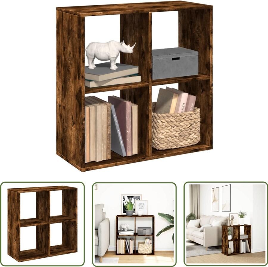 The Living Store Kamerscherm boekenkast 69 5x29x69 5 cm hout gerookt eiken Boekenkast Houten Boekenkast Opbergkast Kamerscherm Design Boekenkast