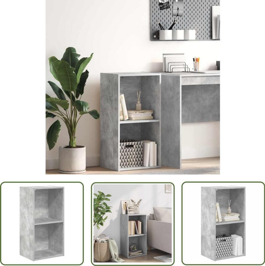The Living Store Boekenkast met 2 schappen 40x30x76 5 cm bewerkt hout betongrijs Boekenkast Houten Boekenkast Boekenplank Opbergkast Tv Stand