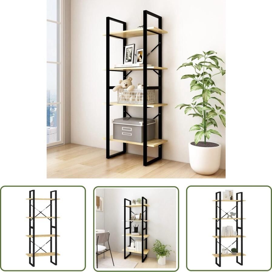 The Living Store Boekenkast IndustriÃle stijl Massief grenenhout 60x30x140 cm Boekenkast Houten Boekenkast Industrieel Design Grenenhout Vintage - Foto 2