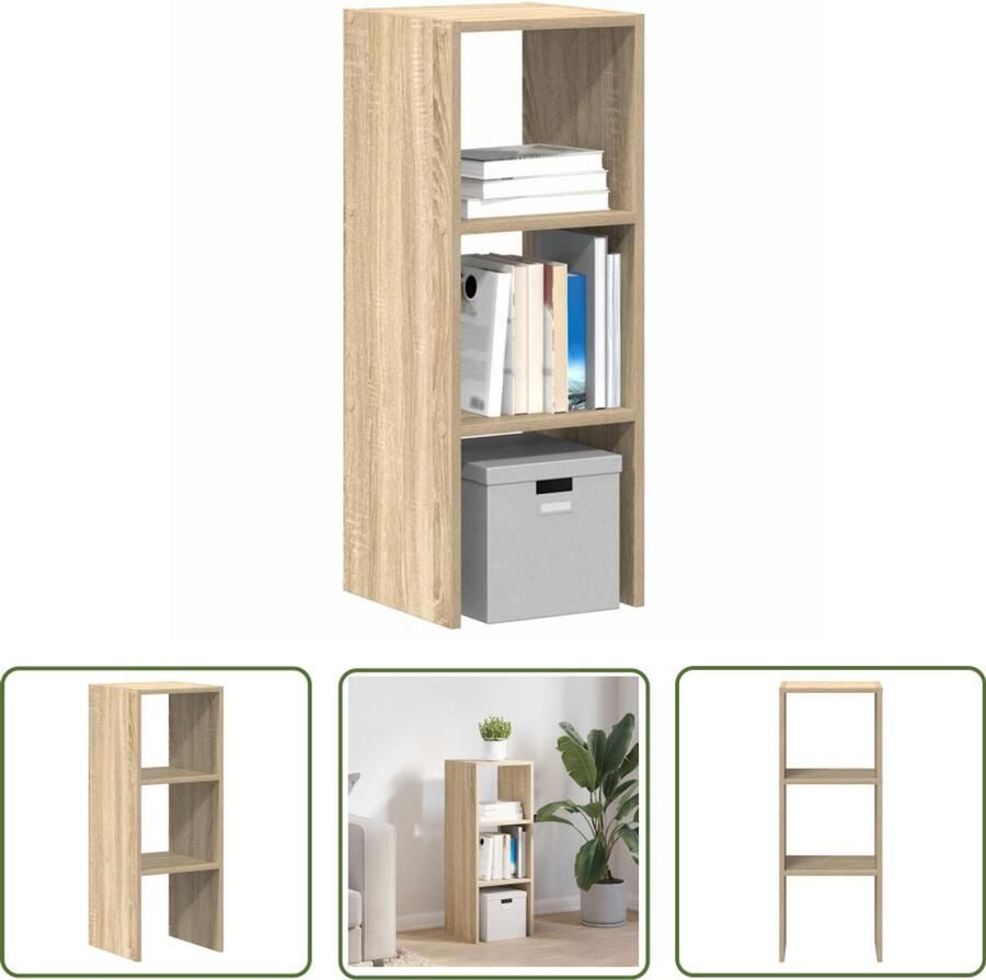 The Living Store Boekenkast stapelbaar 30x30x80 cm bewerkt hout sonoma eiken Boekenkast Houten Boekenkast Stapelbare Boekenkast Sonoma Eiken Opbergkast