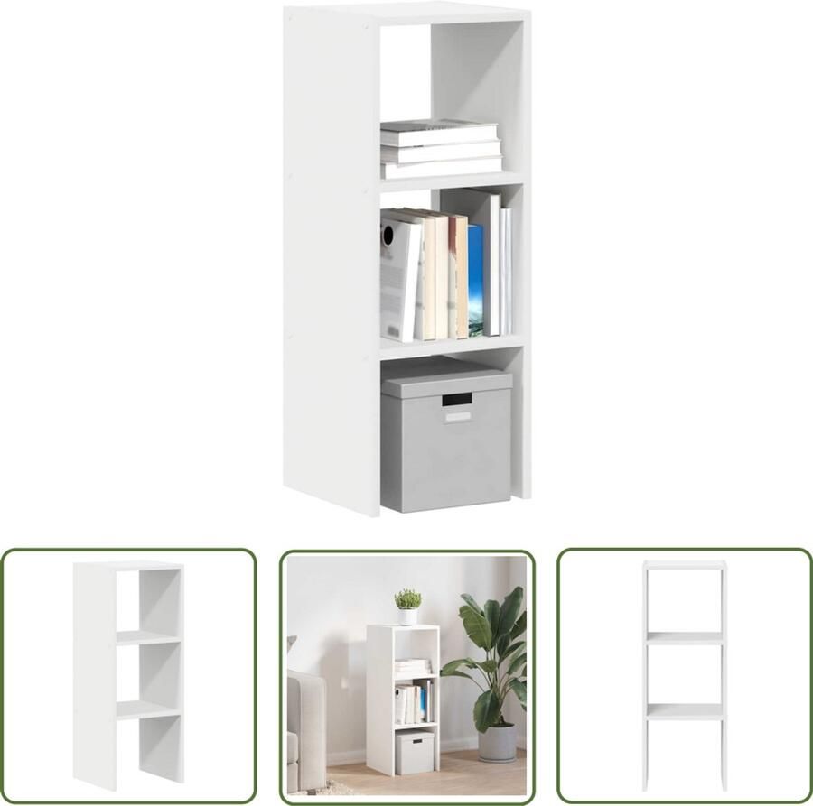 VidaXL Boekenkast stapelbaar 30x30x80 cm bewerkt hout wit Boekenkast Houten Boekenkast Stapelbare Boekenkast Opbergkast Bibliotheekkast