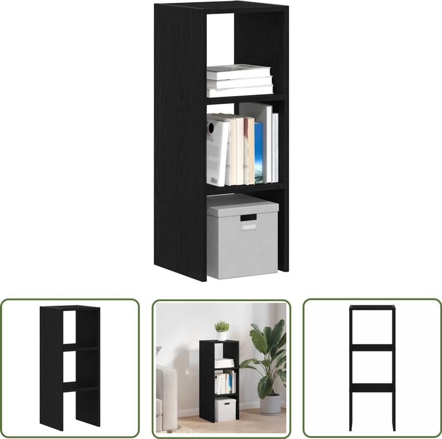 The Living Store Boekenkast stapelbaar 30x30x80 cm bewerkt hout zwart eikenkleur Boekenkast Houten Boekenkast Stapelbare Boekenkast Opbergkast Bibliotheekkast