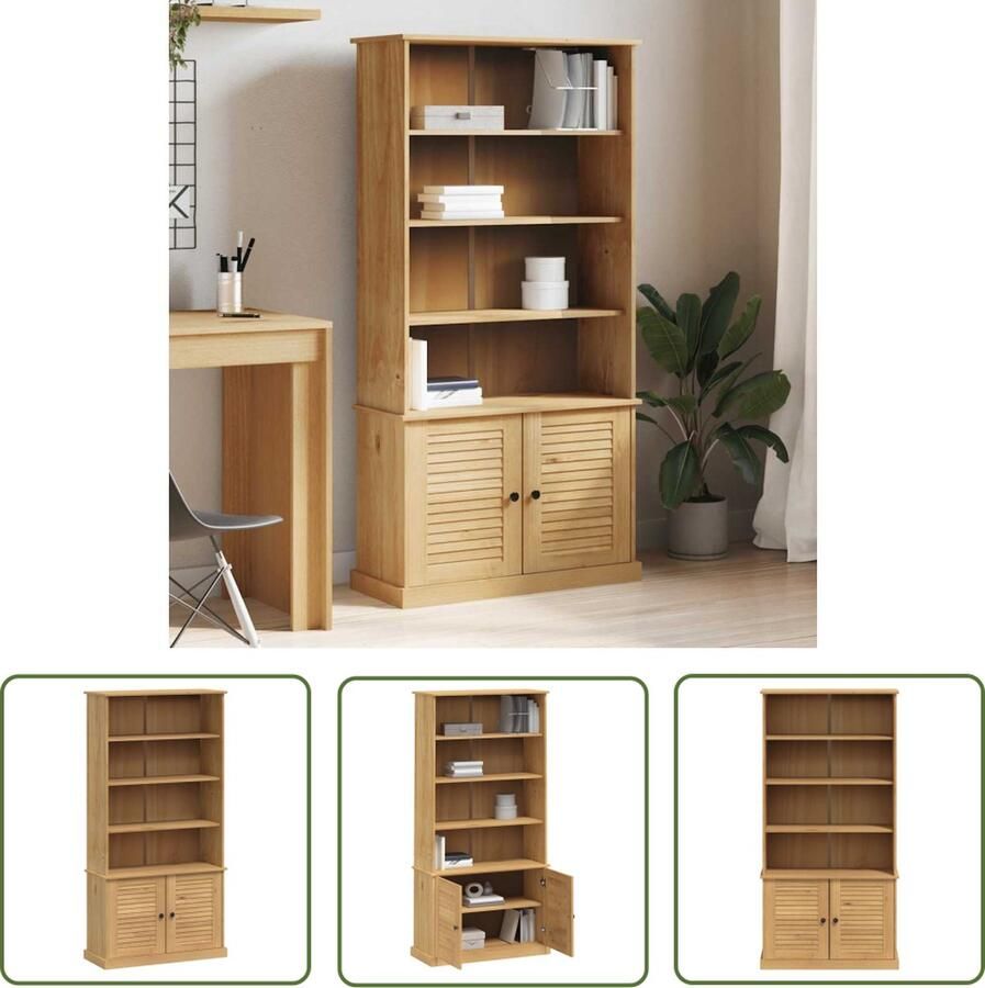 VidaXL Boekenkast VIGO 85x35x170 cm massief grenenhout Boekenkast Houten Boekenkast Bibliotheek Grenoblehouten Boekenkast Vintage Boekenkast - Foto 2