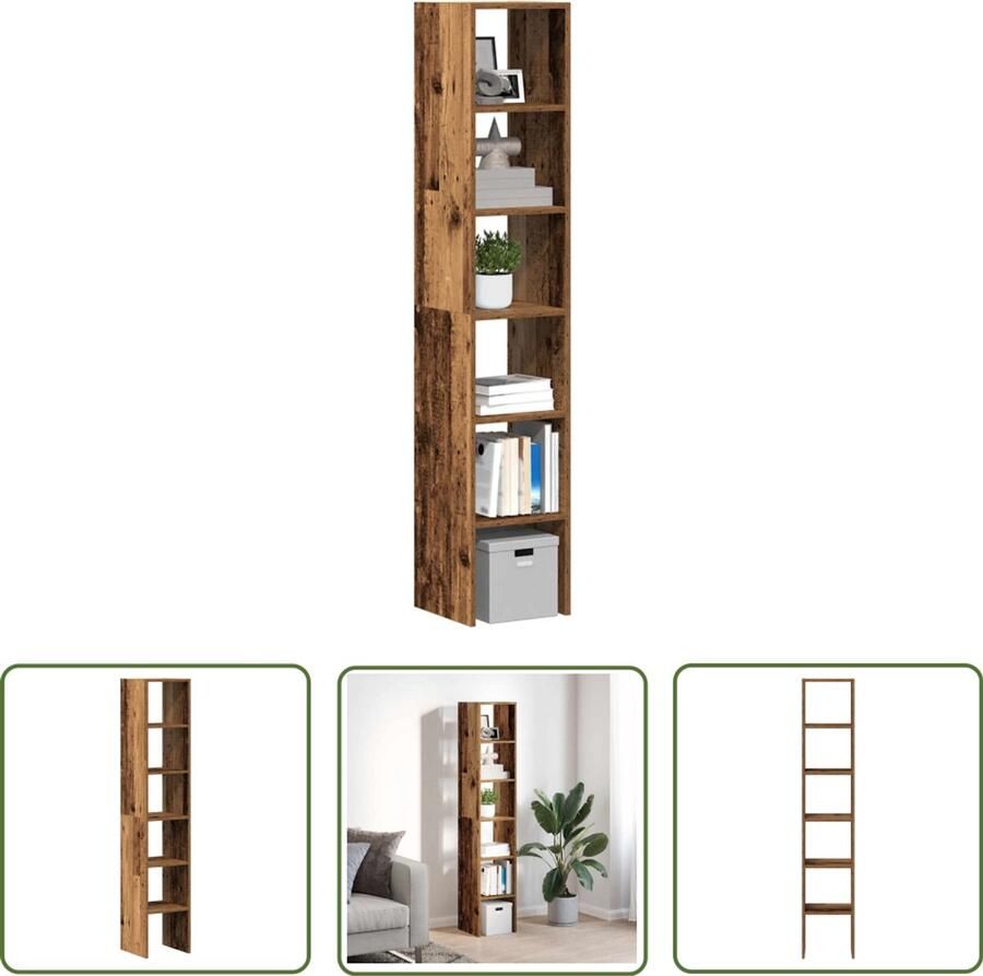 The Living Store Boekenkasten 2 st stapelbaar 30x30x80 cm bewerkt hout oud hout Boekenkasten Houten Boekenkasten Vintage Boekenkasten Opbergkasten Wandmontage