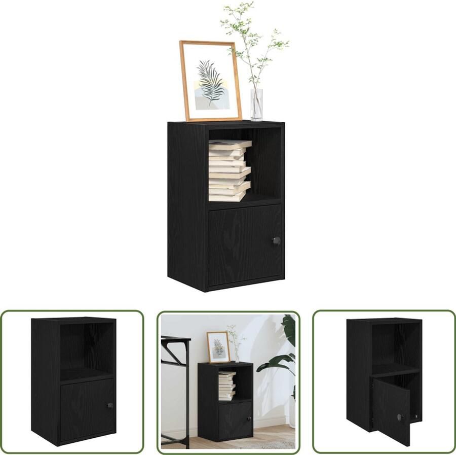 The Living Store Boekenkast 31x24x52 cm bewerkt hout zwart eikenkleurig Boekenkasten Houten Boekenkasten Zwarte Boekenkast Boekenplank Opslagoplossing