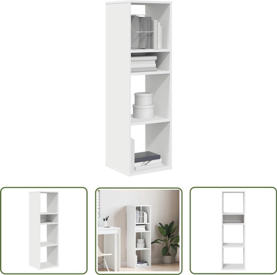 The Living Store Boekenkast 34x31x112 cm bewerkt hout wit Boekenkasten Houten Boekenkasten Boekenrek Bibliotheekkast Opslagruimte