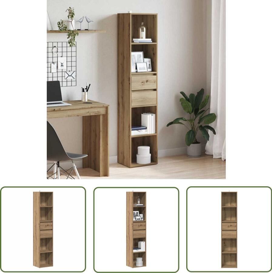 The Living Store Boekenkast 36x30x171 cm bewerkt hout artisanaal eikenkleur Boekenkasten Houten Boekenkasten Boekenplank Opslagoplossing Woonaccessoires