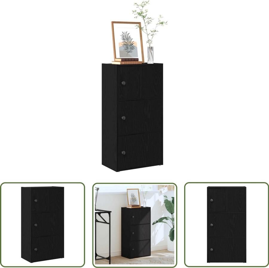VidaXL Boekenkast 40x24x77 cm bewerkt hout zwart eikenkleurig Boekenkasten Houten Boekenkasten Boekenplank Opslagoplossing Bibliotheek