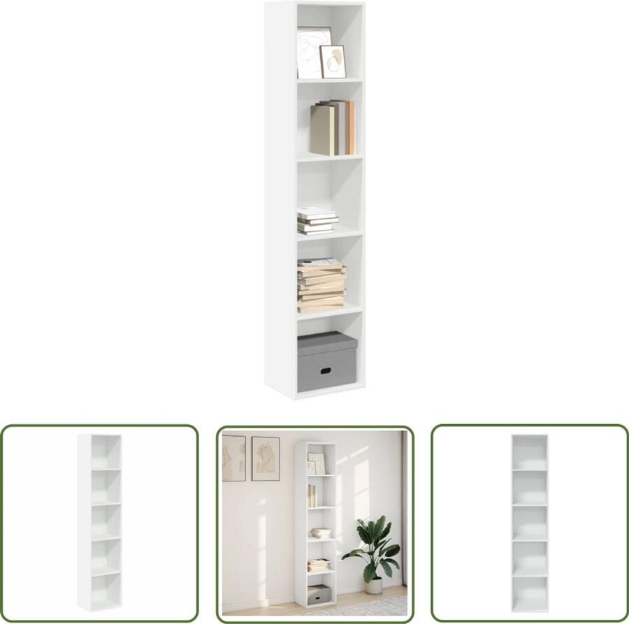 VidaXL Boekenkast 40x30x189 cm bewerkt hout wit Boekenkasten Houten Boekenkasten Boekenplank Opslagmogelijkheden Bibliotheek