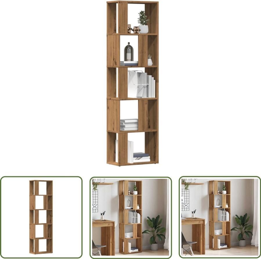 The Living Store Boekenkast 45x24x159 cm bewerkt hout artisanaal eikenkleur Boekenkasten Houten Boekenkasten Eiken Kleur Boekenkast Boekenplank Opslagmogelijkheden