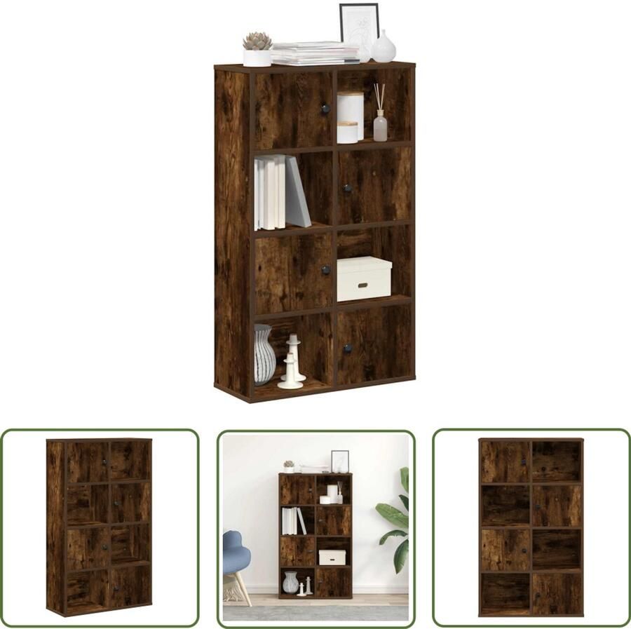 The Living Store Boekenkast 60x24x101 5 cm bewerkt hout gerookt eikenkleurig Boekenkasten Houten Boekenkasten Boekenplank Opslagoplossing Decoratief Meubel
