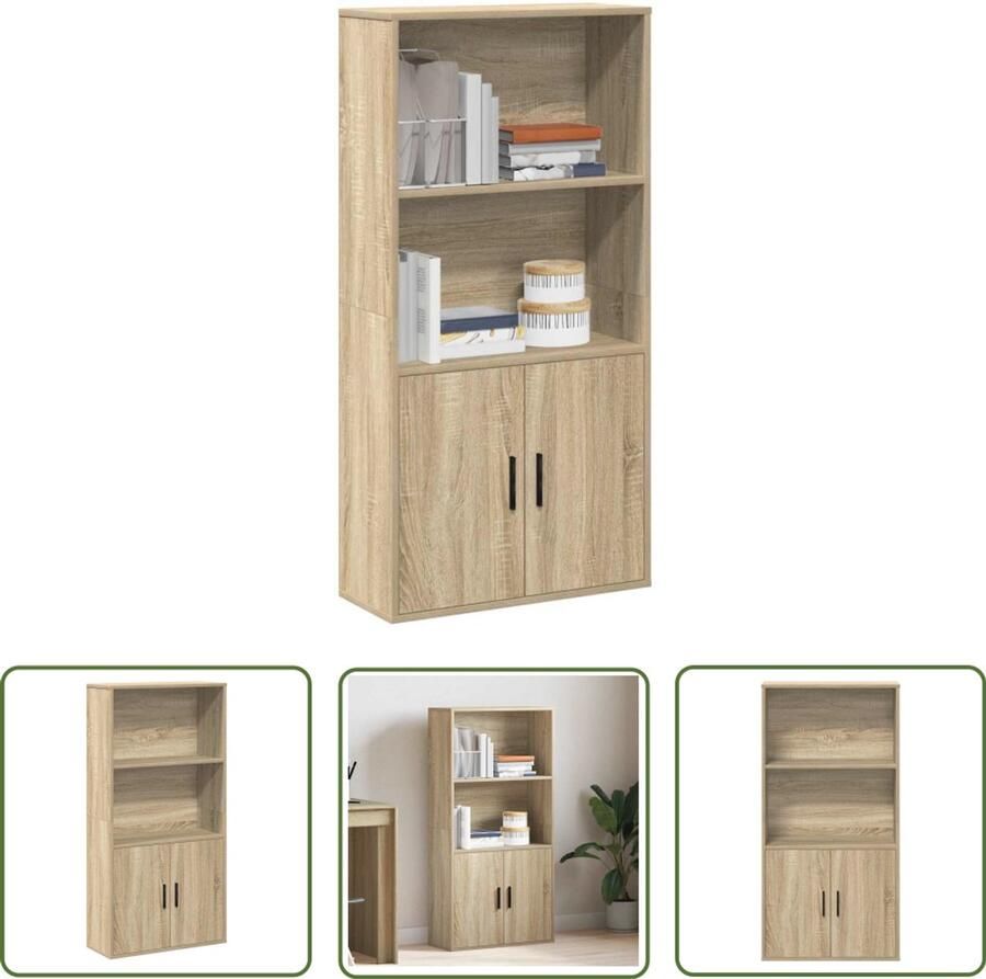 The Living Store Boekenkast 60x24x120 cm bewerkt hout sonoma eikenkleurig Boekenkasten Houten Boekenkasten Boekenplank Bibliotheekkast Opbergkast