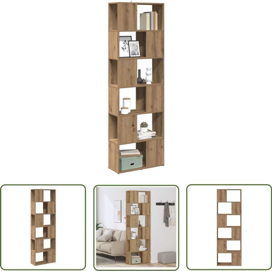 VidaXL Boekenkast kamerscherm 60x24x186 cm artisanaal eikenkleur Boekenkasten Houten Boekenkasten Boekenrek Kamer Scheidingswand Opslagoplossing